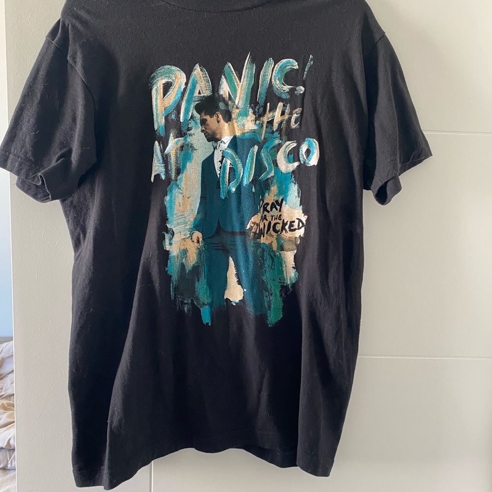 Tultex Black Graphic Tee with Blue and White Accents